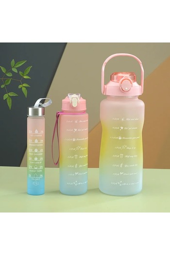 M&B WATER BOTTLE Motivational Set of 3 - Bpa-free Black Water Bottle, Water Bottle and Water Bottle