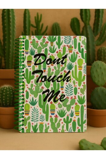 HediyeFilesi Cactus Patterned Spiral Check Notebook – 80 Sheets / 160 Pages – 18X24 cm