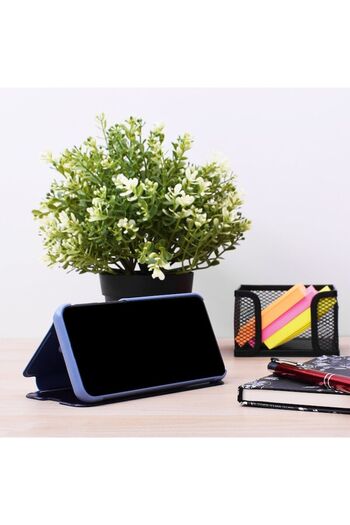 Bibilel Protective Clear View Case for Xiaomi Redmi Note 10 and Note 10S, Flip Cover, Blue