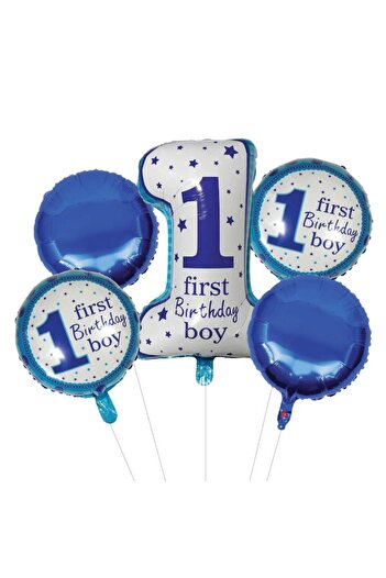 Bibilel Set 5 balloons 1st Birthday, for baby boy, garland, Blue White, JMB-BBL2884