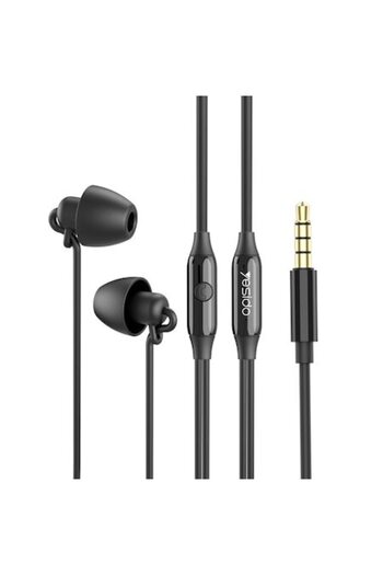 Yesido In-ear wired hands-free headphones with 3.5mm Jack, HD Microphone, 1.2m Sleep Earphones, Black, KOF-