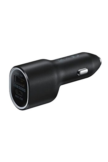 OEM Samsung Car Charger with USB and Type-C Ports, 25W Fast Charging, Black
