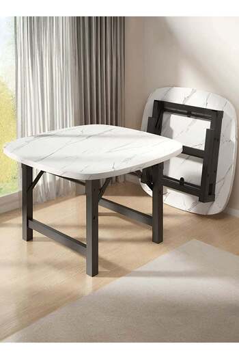Taimi Folding Dining Table 60x60x52cm - Wooden Kitchen Table with Metal Legs - Picnics and Camping