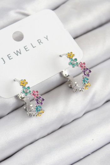 Vice Brass Colored Daisy Model Silver Color Women's Earrings