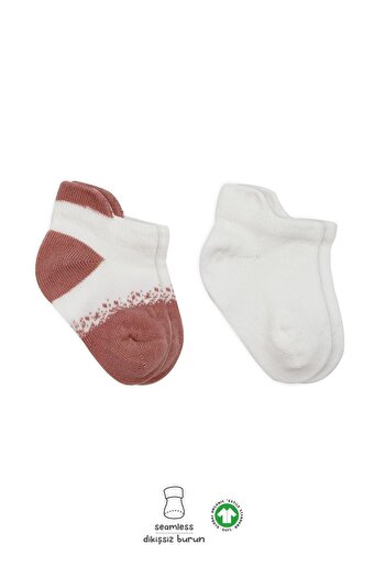 Budi Bistyle 2-Piece Combed Cotton Sneakers Socks Bs20105 Ecru Powder