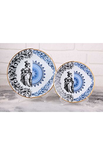 RiverWorld River World 12 Piece 6-Person Porcelain Cake and Serving Plate Set Art Series