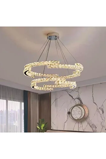 KORMAN TECHNIK LED pendant chandelier with remote control LATIFAH 70W, Dimmable, Glossy Chrome
