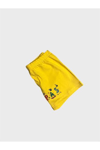 elmas kids Erkek Çocuk Pamuklu Sarı Kaykay Desenli Atlet Boxer Takımı