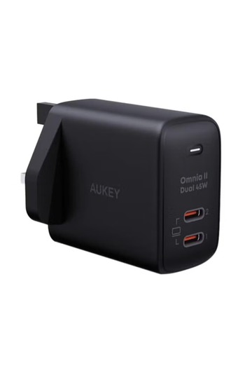 AUKEY Omnia II Duo 45W PD Wall Charger with GaN Power Technology PA-B4T Black