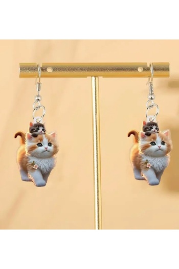 ER TAKI Sweet Cute Cat and Kitten Figured Acrylic Earrings