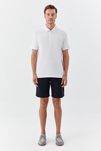 Sabri Özel Buttoned Polo Neck Men's T-Shirt Ecru
