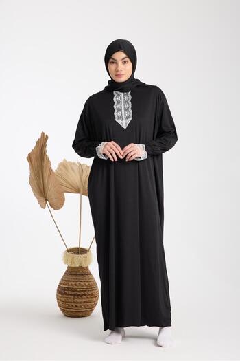 AKPİYYER One Piece Dress with Cap and Lace for Women Prayer