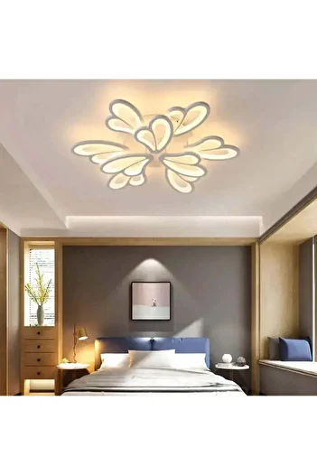 Alista Home Lustra LED cu telecomanda BLOSSOM 107 W, 9 Petale, lumina Rece/Calda/Neutra, Dimabila, Alb