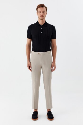 Sabri Özel Chino Button Adjustable Men's Trousers Beige
