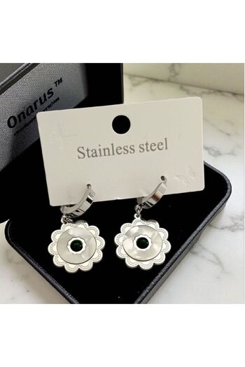 AKSESUARIM Women's Jewelled Steel Earrings