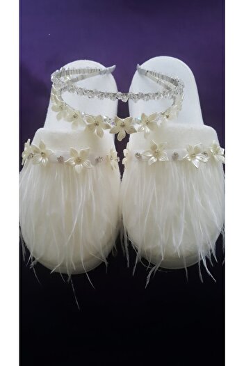 Stilo Women's 2-Piece Maternity Crown Slippers, Bridal Crown Slippers