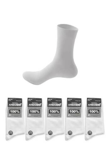 OEM Armando - Men's Socks, 5 pairs, medium, white, 43-46 EU
