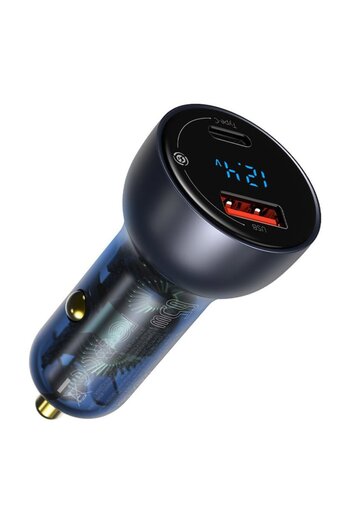 Gear Priza Auto Type-C PD65W, Turbo, USB QC4.0, A53, Silicon Flex, Baseus CCKX C0G, Gri