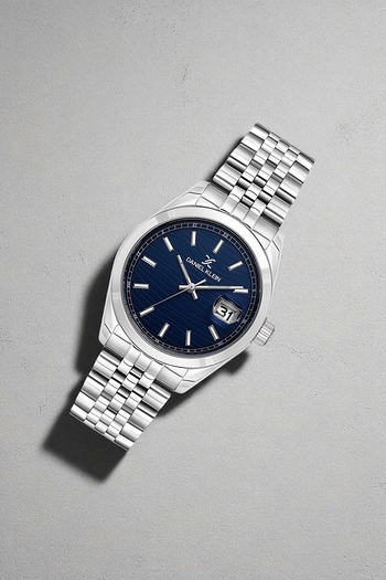 Daniel Klein Steel Cord&Case Men's Wrist Watch with Calendar Silver-Blue with Bracelet Gift Zmdk1190
