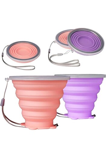 Generic Yelajoy 2 Pack Collapsible Cup, Silicone Collapsible Travel Cup, Silicone Folding Camping Cup with