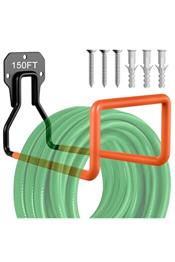 Generic socdeer Metal Garden Hose Holder - Heavy Duty Hanger Wall Mount with 4 Screw, Water Hose Reel, Hose