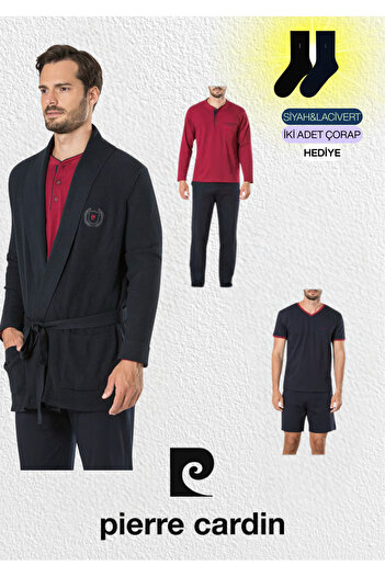 Pierre Cardin Men's Clothing 5 Piece Knitwear Robdöşambr & Summer - Winter Pajama Set L1.Pc.5595.02