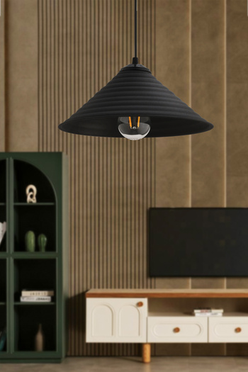 LUMINZO Waves 28 cm Siyah Metal Modern Avize Sarkıt Salon Mutfak Kuaför Cafe Lamba Dekoratif Aydınlatma