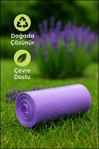 COZLEY 30 Adet Lavanta Kokulu Büzgülü Orta Boy Avantaj Paket Çöp Poşetleri Çöp Torbaları 55x60 CM