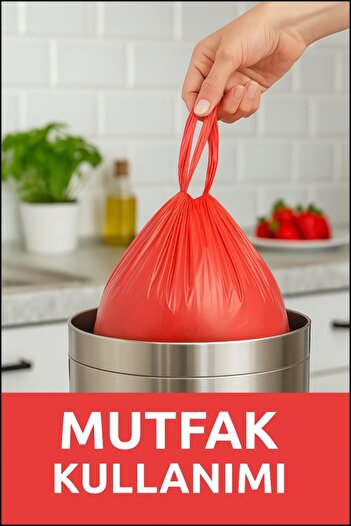 COZLEY 30 Adet Çilek Kokulu Büzgülü Orta Boy Avantaj Paket Çöp Poşetleri Çöp Torbaları 55X60 CM