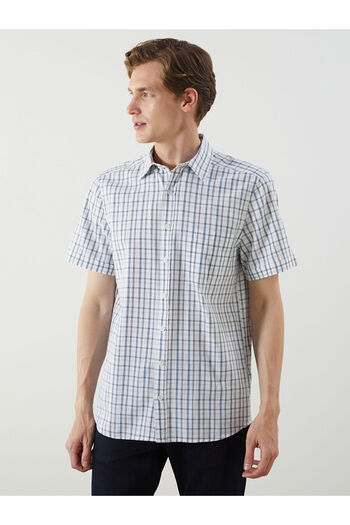 LC Waikiki Regular Fit Short Sleeve Plaid Poplin Men's Shirt