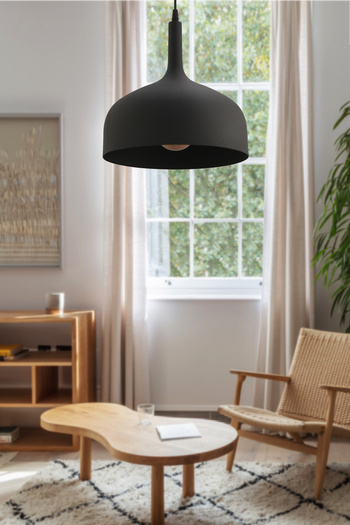 LUMINZO Kuola 30 cm Siyah Metal Modern Avize Sarkıt Salon Mutfak Kuaför Cafe Lamba Dekoratif Aydınlatma