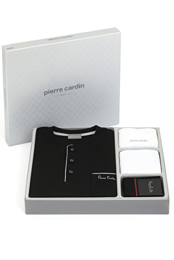 Pierre Cardin Cotton Black 5-Piece Special Boxed Groom Dowry Set (+1 Pair of Socks Gift) 3Sq1Ek1Kt1.5.L