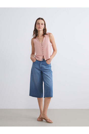 LC Waikiki Timeless Recommendations from Timeless Store |   V-Neck Linen Blend Women's Classic Vest