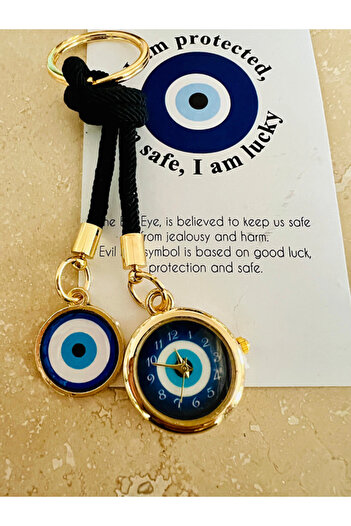 simagift Clock Evil Eye Beaded Keychain
