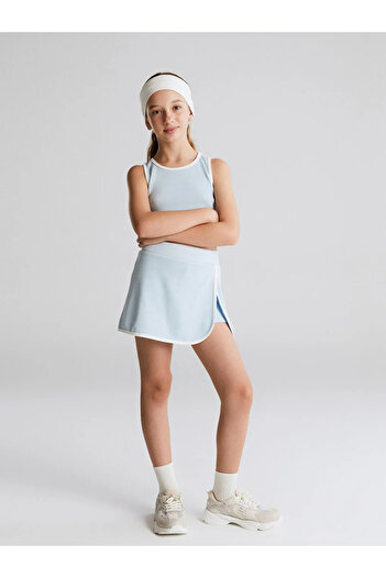 LC Waikiki Lcw Kids Blue Crew Neck Girls Tank Top and Shorts Skirt