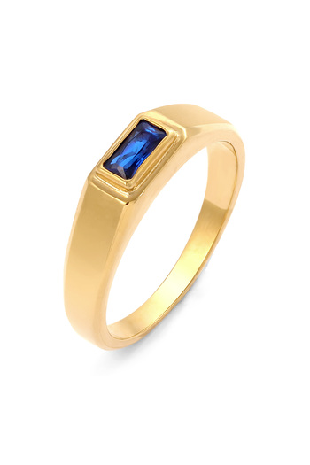 KUZZOI Ring Siegelring Herren Rechteck Synthetischer Saphir Blau 925 Sterling Silber