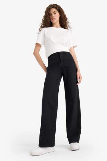 DeFacto New Season 90's Wide Leg High Waist Long Jean Trousers