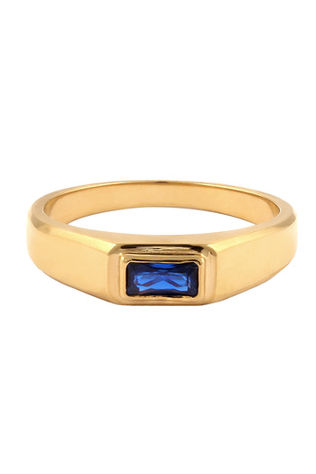 KUZZOI Ring Siegelring Herren Rechteck Synthetischer Saphir Blau 925 Sterling Silber