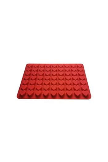 Generic Silicone Heart Shape Mould, 48 Cavities, Red, Non-Stick Baking Mat