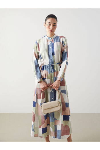 LC Waikiki Judge Collar Patterned Women's Shirt Dress