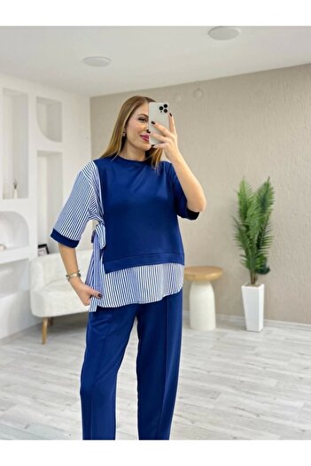 ETİLER COLLECTION Women's Crystal 2 Thread Fabric Suit with Stripes on the Sides
