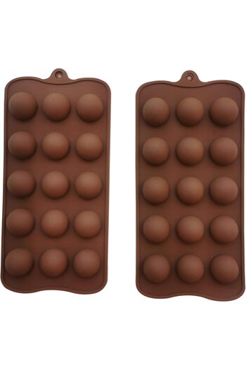Generic Silicone Baking Mould Set – Semi-Sphere & Cylinder, 15 Cavities, 2-Pack