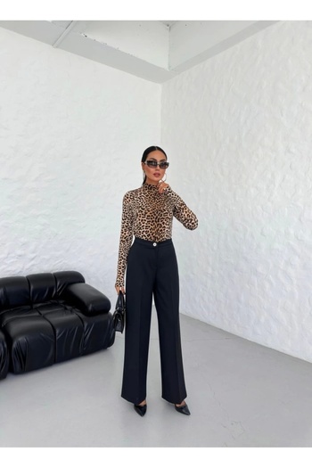 civetta 230 Gr Poly Viscose Lycra Metal Button Palazzo Trousers