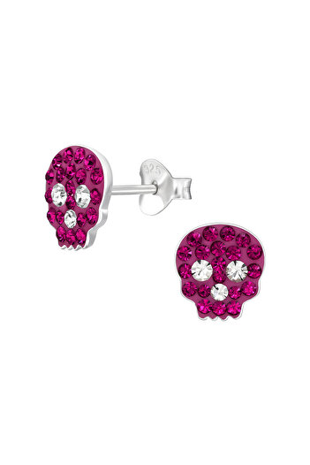 Sophia Collection Children's earrings 925 silver skull pattern with crystals Sophia Collection