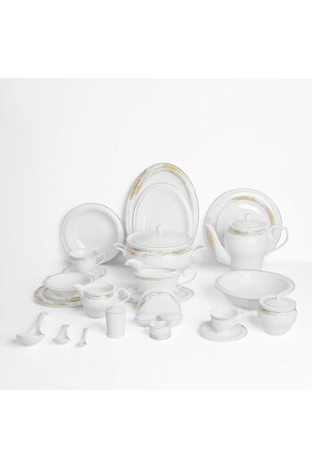 Alsaif Gallery Saif Gallery Porcelain Dinner Set, 166 Pieces, Red-White Pattern