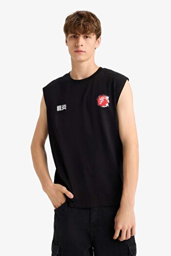 DeFacto Boxy Fit Baskılı Bisiklet Yaka Atlet G0020AX25HS
