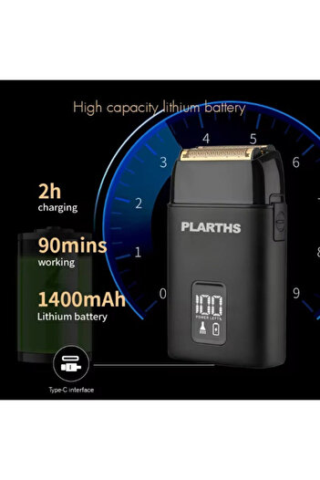 Plarths Professional electric shaver, NG-983, titanium foil, LCD display, case, 8100rpm