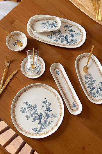 Home Celestia 29 Piece Porcelain Breakfast Set Kayak Presentation Set with 6 Person Tea Cups