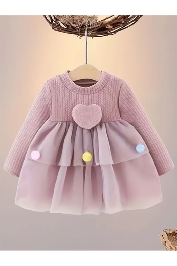 OEM Long-sleeved dress, pastel pink, 12-18 months, 86-92 cm
