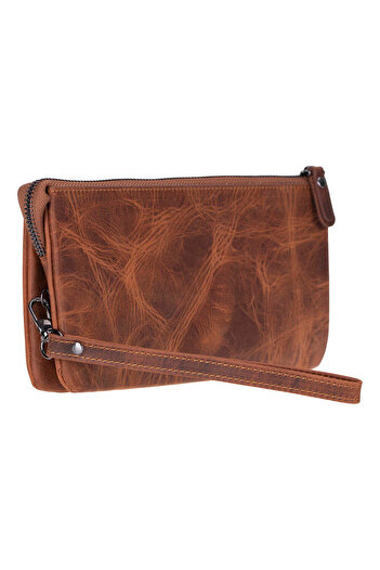 BloominBag Majeste Rust Brown Curated Leather Clutch Bag